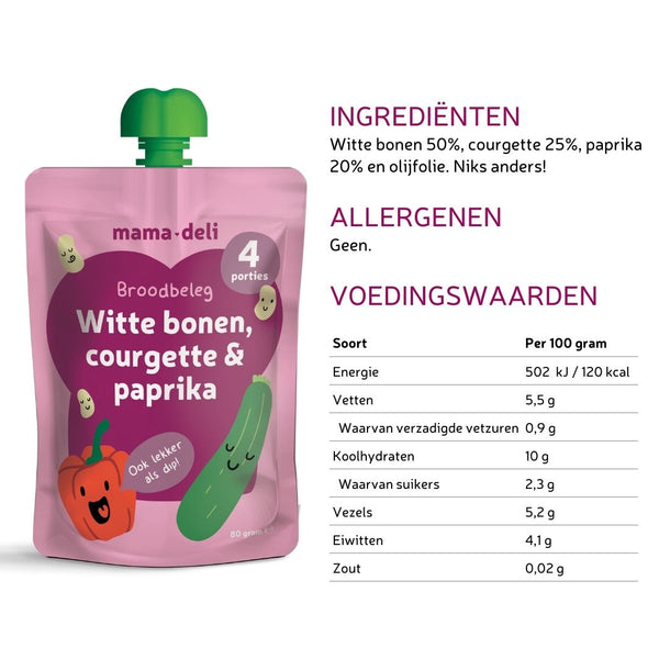 Baby broodbeleg witte bonen, courgette & paprika 8 mnd