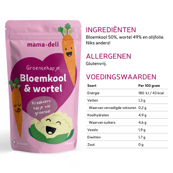 4+ maanden Groentehapje | bloemkool & wortel