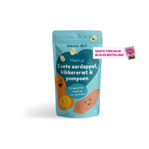 8 + maanden maaltijden | zoete aardappel kikkererwt & pompoen - Mama Deli